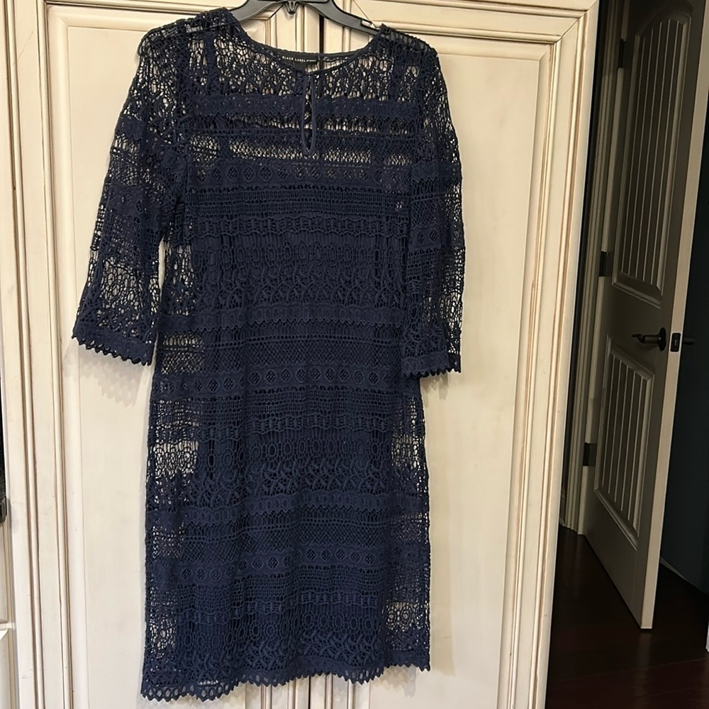 Chico’s black label eyelet dress with underlying sheath, size 0.5 (Small)